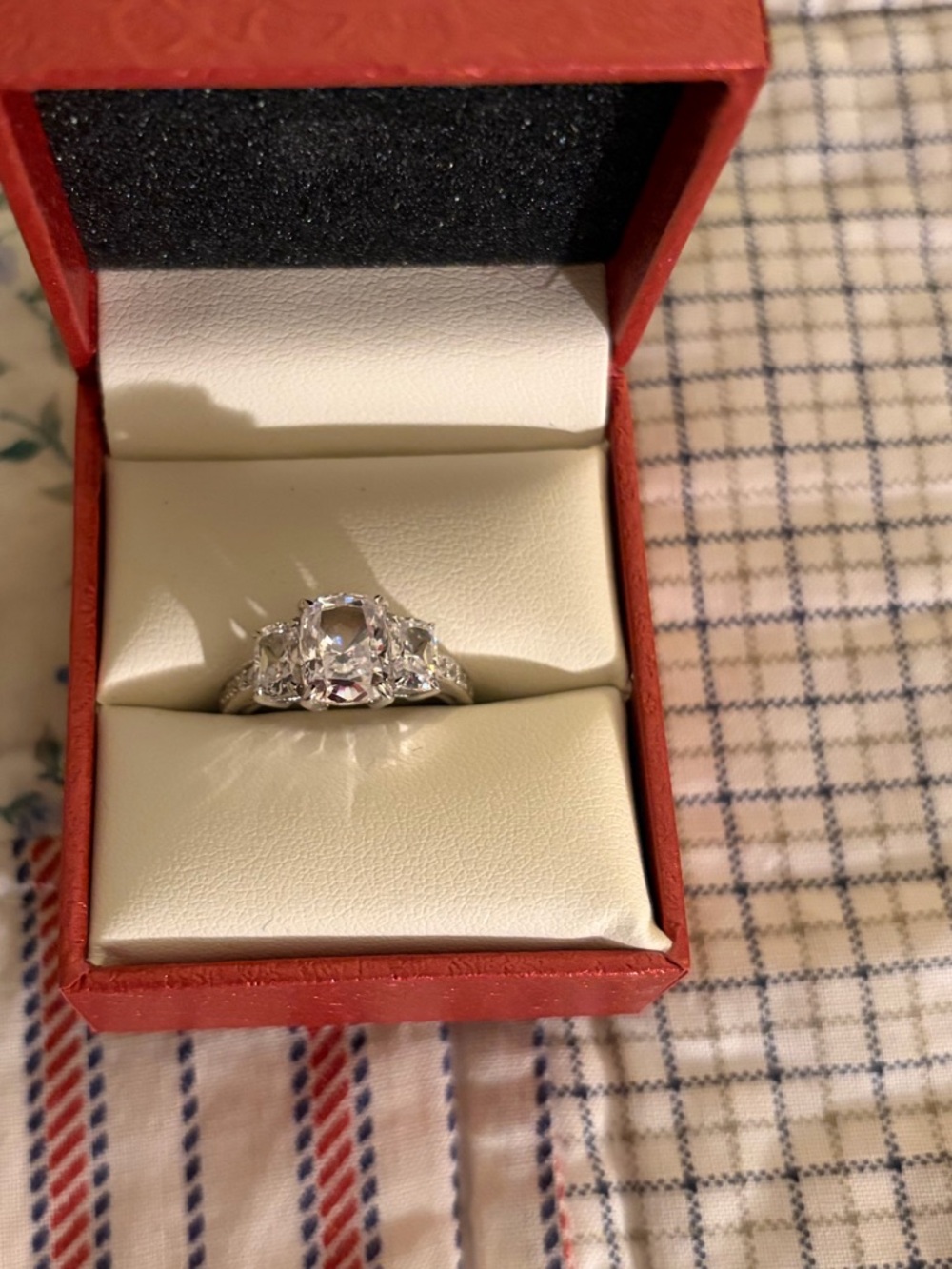 Berricle Sterling Silver 3 Stone CZ Ring, Size 7